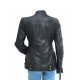 Golden Zipper Black Leather Motorcycle Jacket