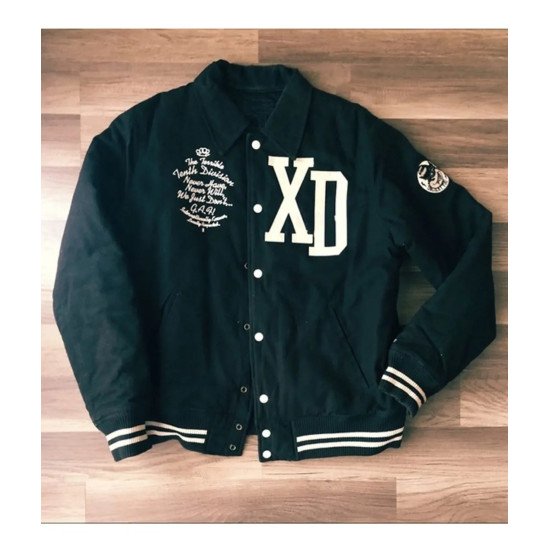 10 Deep Black Cats Varsity Jacket