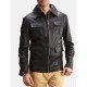 4 Flap Pockets Leather Black Jacket For Men