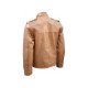 4 Pockets Leather Tan Jacket For Men