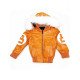 8 Ball Orange Fur Hooded Leather Parka Jacket