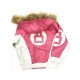 8 Ball Shearling Pink Leather Hooded Jacket