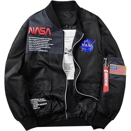 Apollo NASA Logo MA-1 Military Patches Windbreaker U.S. Space Bomber Jacket