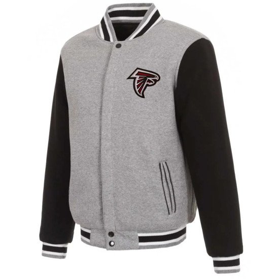 Atlanta Falcons Gray and Black Varsity Wool Jacket