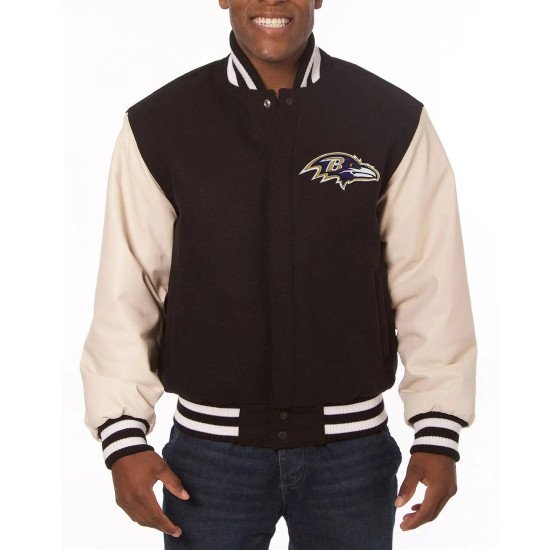 Baltimore Ravens Black and White Two-Tone Varsity Jacket