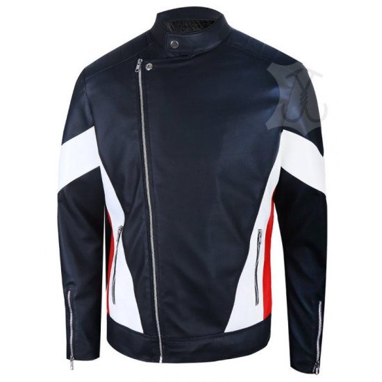 Black Fashion Biker Leather Jacket for Men