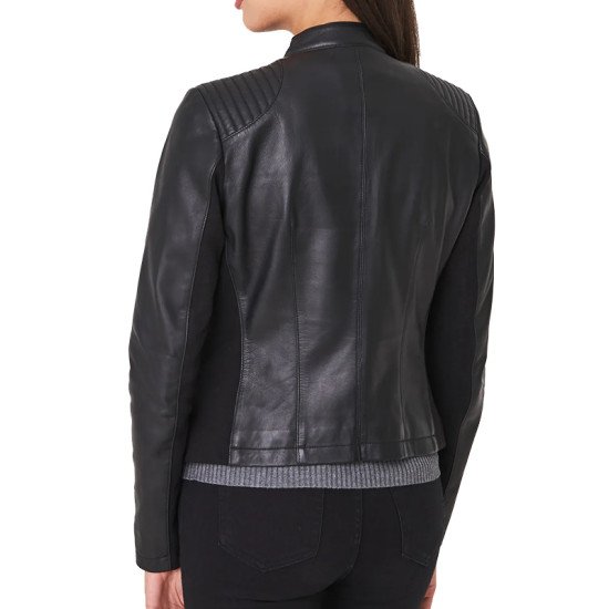 Black Leather Biker Jacket Womens