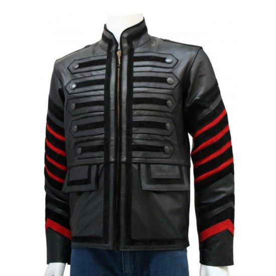 Black Leather Military Jacket For Men’s