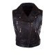 Black Leather Motorcycle Vest for Women