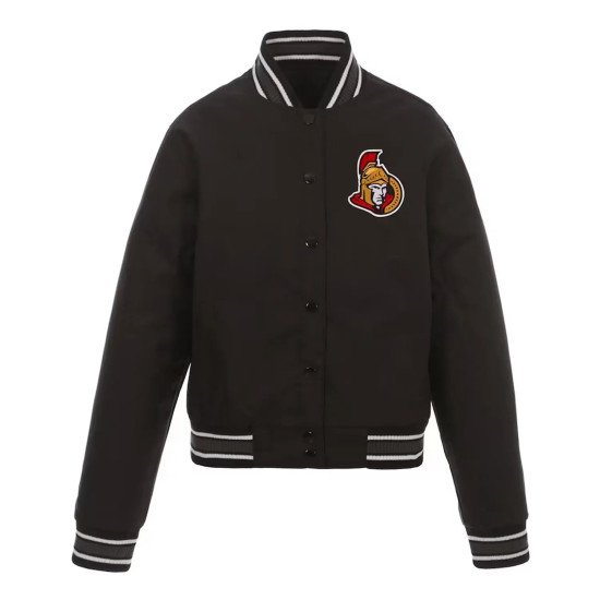 Black Ottawa Senators Front Hit Poly Twill Jacket