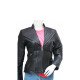 Black Quilted Design Black Leather Jacket For Women’s