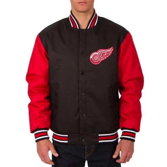 Black Red Detroit Red Wings Two Hit Poly Twill Jacket