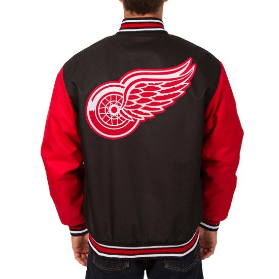 Black Red Detroit Red Wings Two Hit Poly Twill Jacket