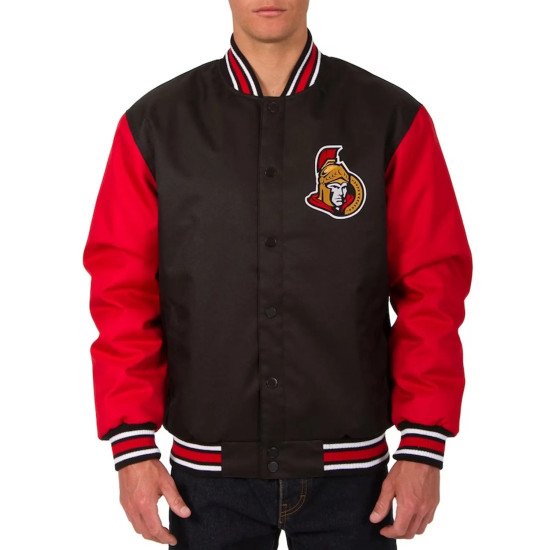 Black Red Ottawa Senators Front Hit Poly Twill Jacket