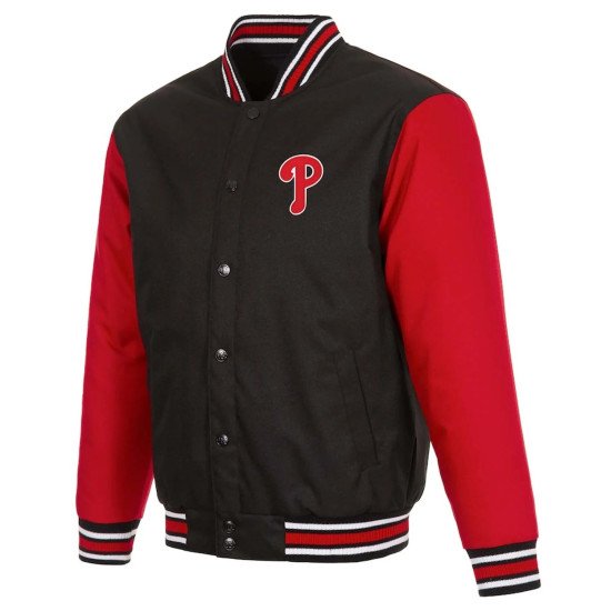 Black Red Philadelphia Phillies Poly Twill Jacket