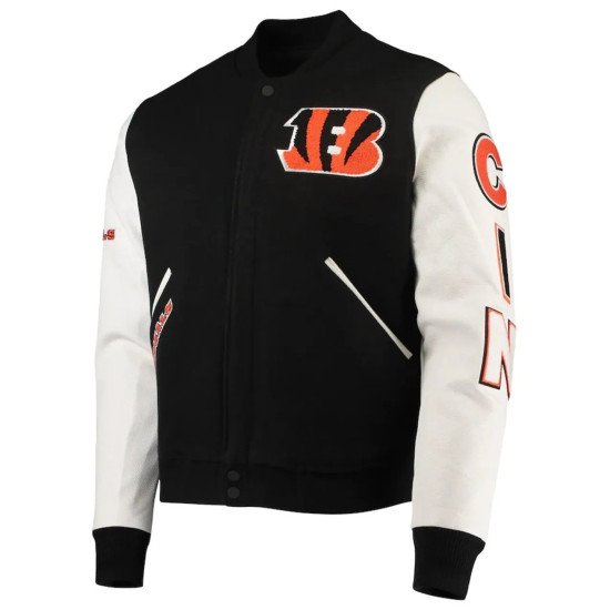 Black White Cincinnati Bengals Varsity Jacket