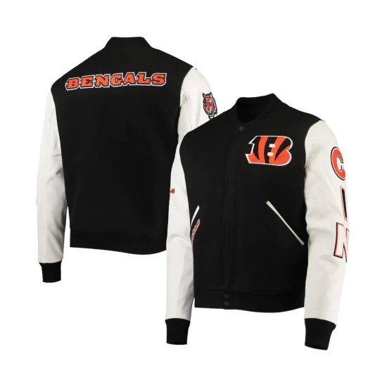 Black White Cincinnati Bengals Varsity Jacket