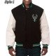 Black White Milwaukee Bucks Varsity Jacket