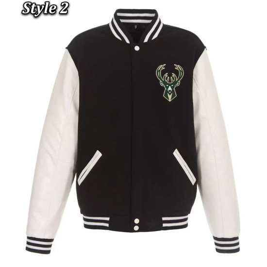 Black White Milwaukee Bucks Varsity Jacket