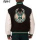 Black White Milwaukee Bucks Varsity Jacket