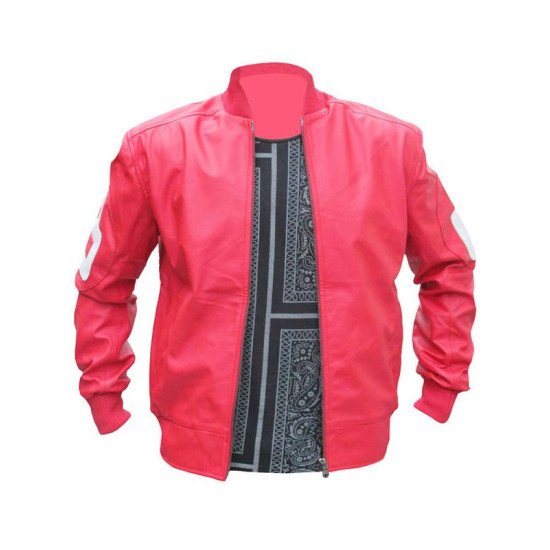 Bomber Style 8 Ball Pink Leather Jacket