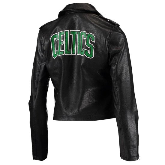 Boston Celtics Black Moto Full-Zip Jacket