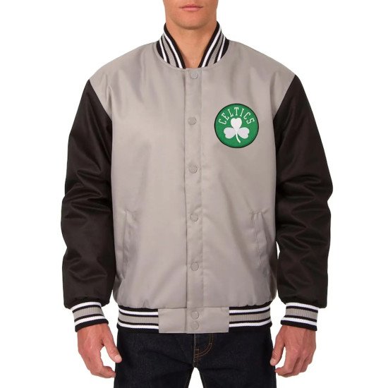 Boston Celtics Gray Black Poly Twill Jacket