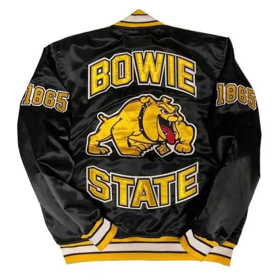 Bowie State University Black Satin Jacket For mens