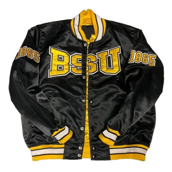 Bowie State University Black Satin Jacket For mens