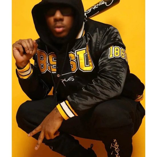 Bowie State University Black Satin Jacket For mens