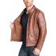 Brown Leather Motorcycle Jacket For Men