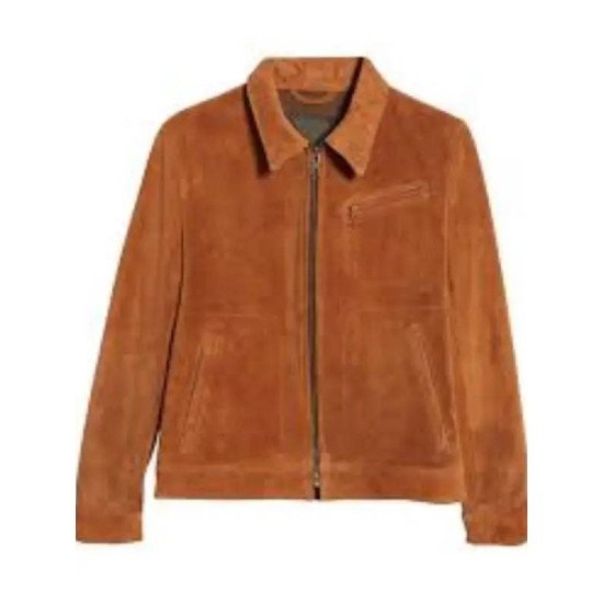 Brown Tan Suede Leather Jacket Mens