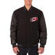 Carolina Hurricanes Varsity Black Wool & Leather Jacket