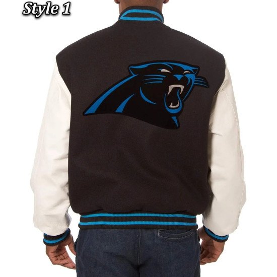 Carolina Panthers Black and White Two-Tone Varsity Jacket