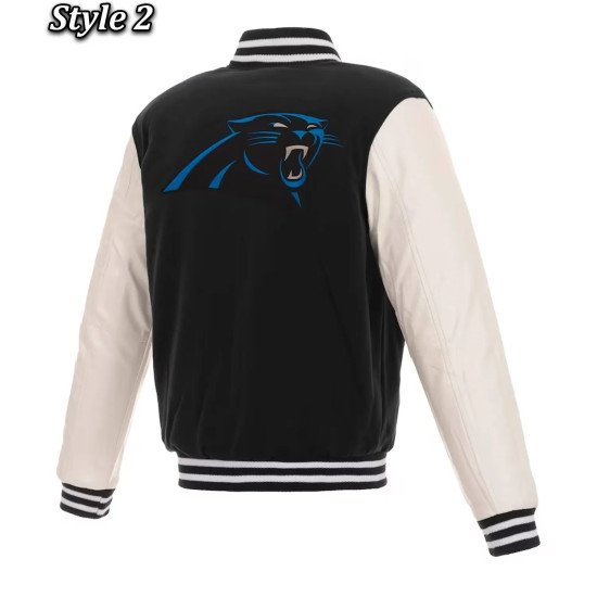 Carolina Panthers Black and White Two-Tone Varsity Jacket