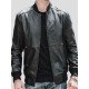 Casual Black Bomber Style Leather Jacket For Men