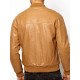 Casual Tan Brown Leather Bomber Jacket