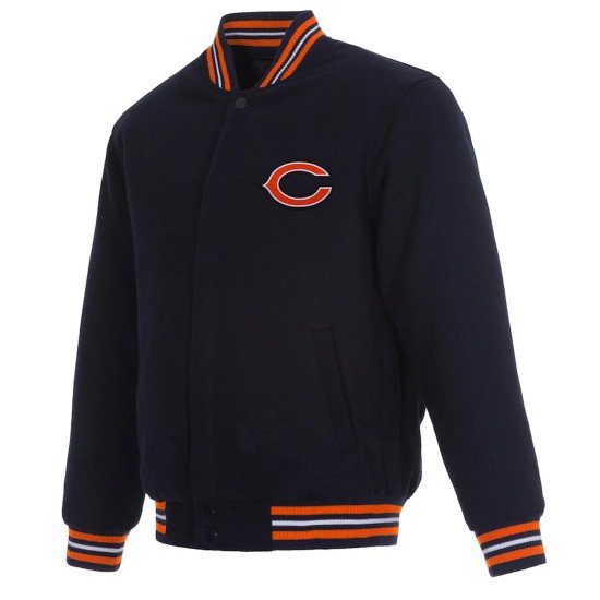 Chicago Bears Varsity Navy Blue Wool Jacket