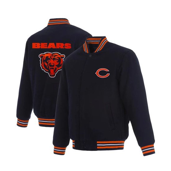 Chicago Bears Varsity Navy Blue Wool Jacket