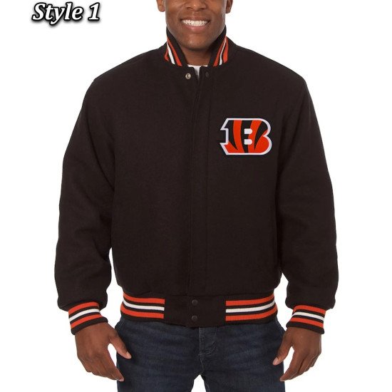 Cincinnati Bengals Black Varsity Wool Jacket