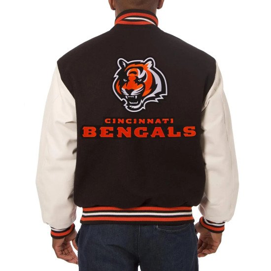 Cincinnati Bengals Black and White Two-Tone Varsity Jacket