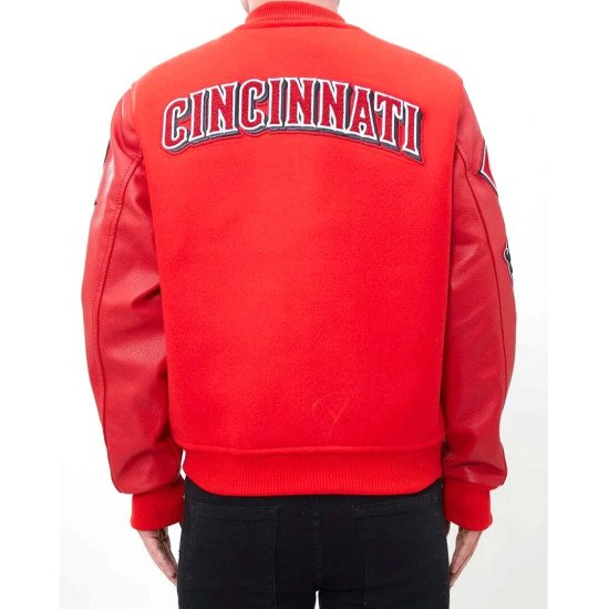 Cincinnati Reds Letterman Red Wool Leather Jacket