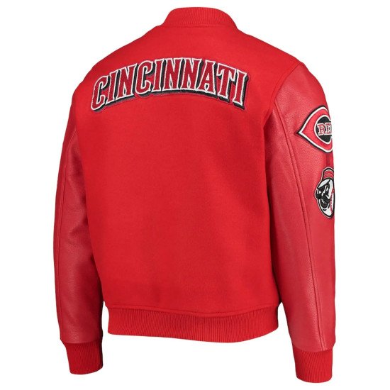 Cincinnati Reds Letterman Red Wool Leather Jacket