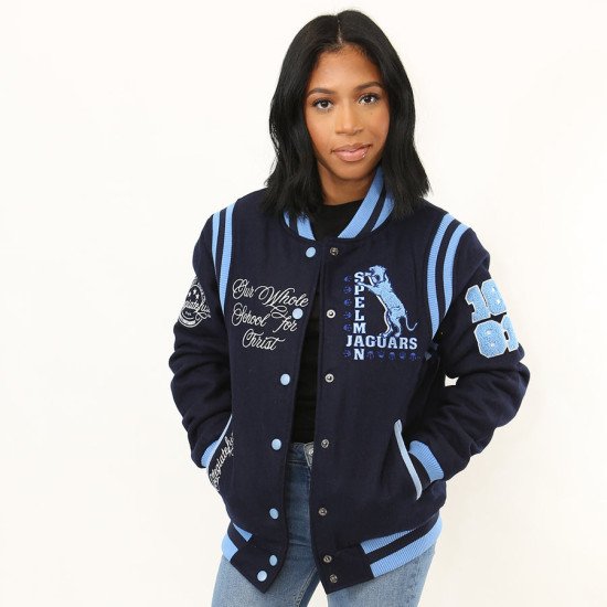 Blue wool Varsity Jacket Unisex