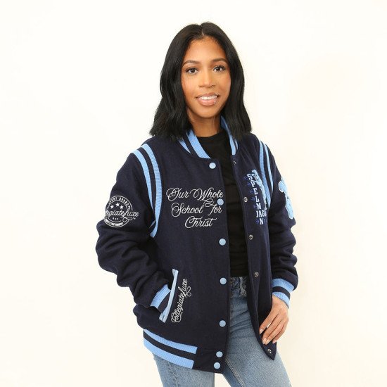 Blue wool Varsity Jacket Unisex