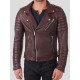 Dark Brown  Leather Motorcycle Jacket For Men