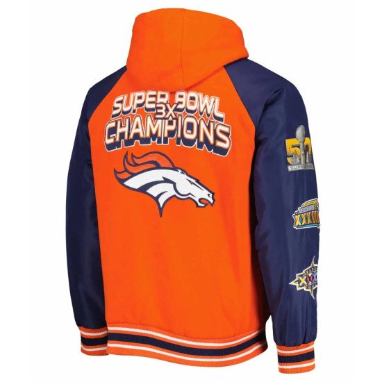 Denver Broncos 3X Champions Defender Hoodie Varsity Jacket