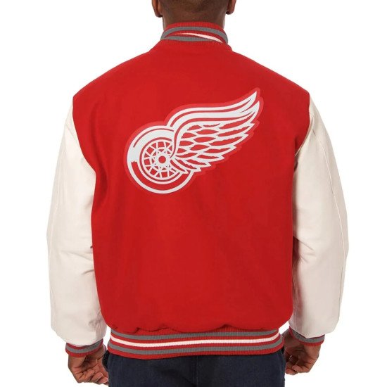 Detroit Red Wings Black and White Two-Tone Varsity Jacket