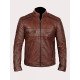 Distressed Leather Brown Biker Jacket for Men