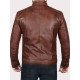 Distressed Leather Brown Biker Jacket for Men